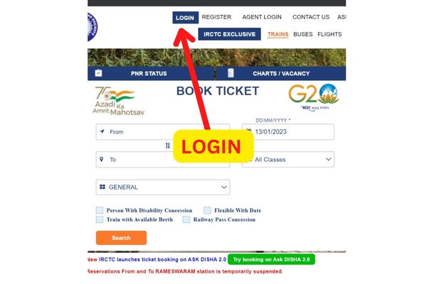 user id ke liye IRCTC की official