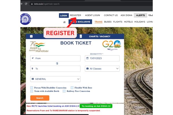 IRCTC offical website Register